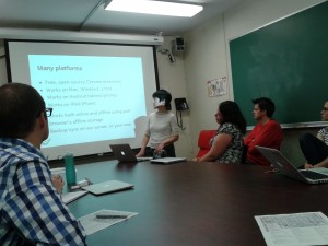 Hisako and Gina presenting about LingSync during day 1 of the work shop.